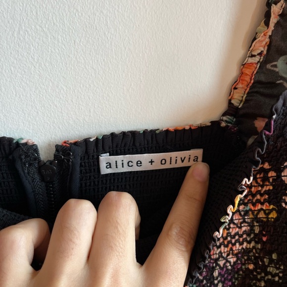 ALICE + OLIVIA Cooper Floral Smocked Minidress - Picture 5 of 12